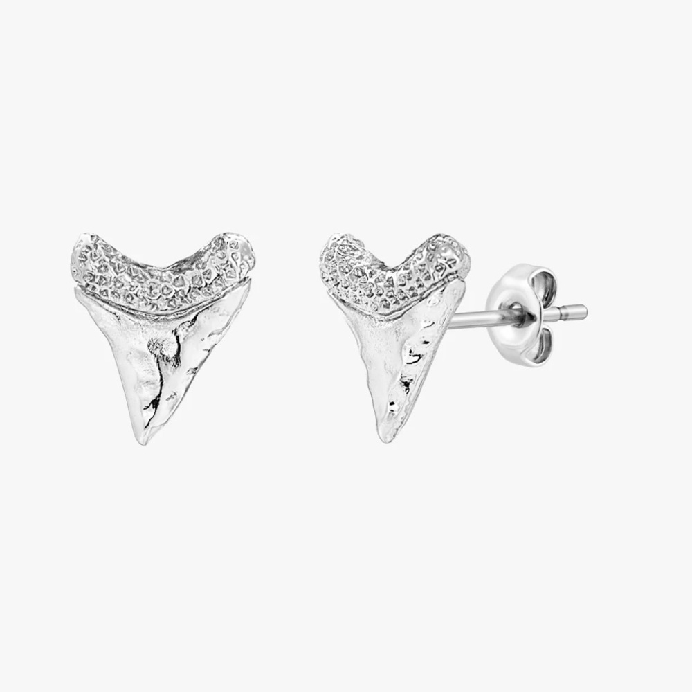 Silver Shark Tooth Stud Earrings small in size NWT